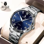 RUIGE reloj de moda para hombre, reloj minimalista a escala romana, reloj famoso con brillo nocturno, resistente al agua, de moda