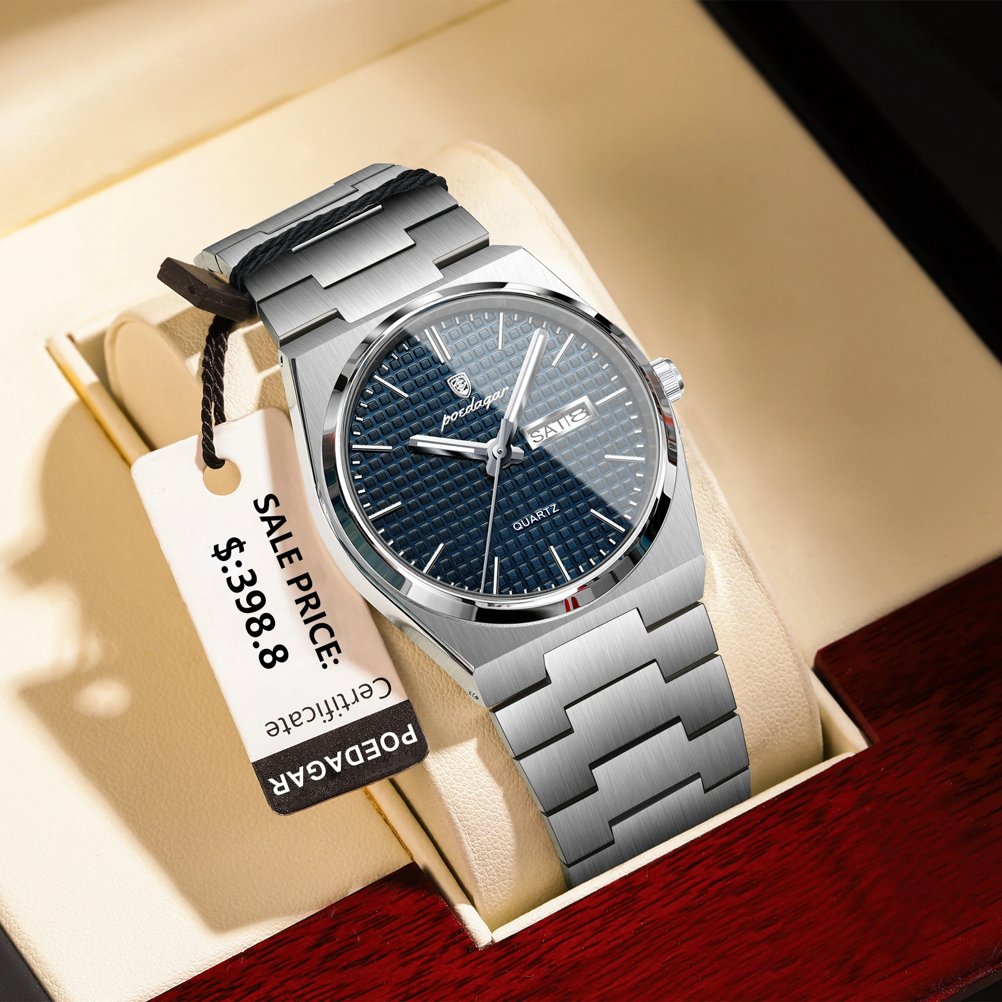 POEDAGAR, reloj deportivo de lujo para hombre, reloj militar resistente al agua con fecha luminosa y semana para hombre, relojes de cuarzo de acero inoxidable para hombre, reloj masculino